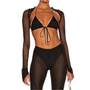 SOLD -Sami Miro Vintage V Cut Shrug Black